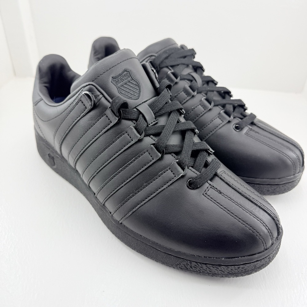 K-Swiss 07321-001-XW Low Sneakers Mens 11 XW Black Leather Extra Wide Shoes